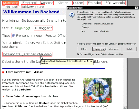 Laden Sie sich alle Inhalte per Mausklick als Backup herunter