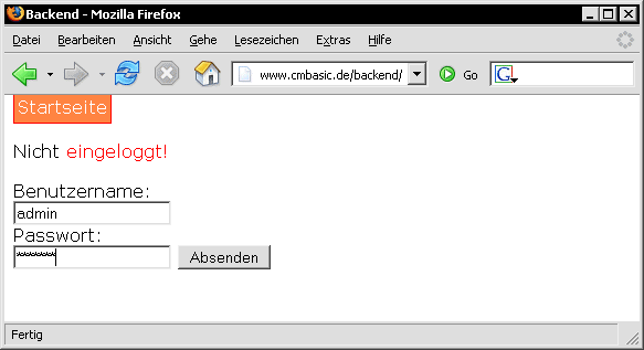 Zuerst loggen Sie sich in den Backendbereich ein