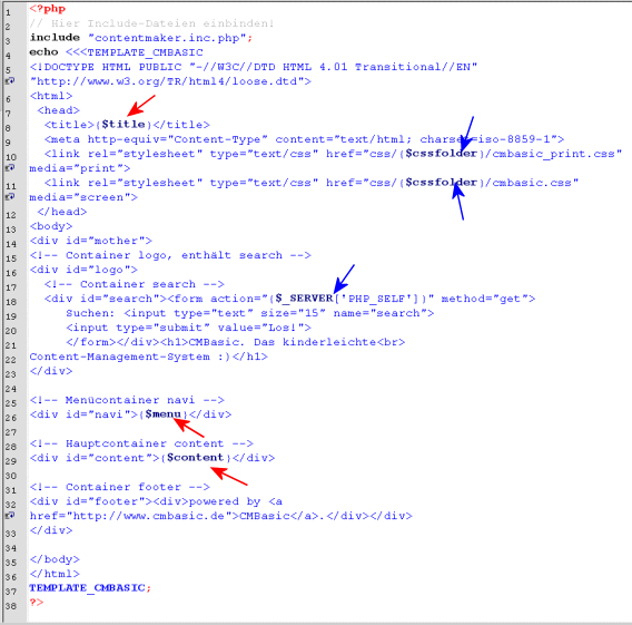 Quellcode der index.php